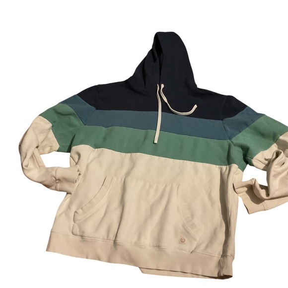 Marine Layer Tops - Marine Layer Cream‎ and Green Sweatshirt with Quarter-Zip